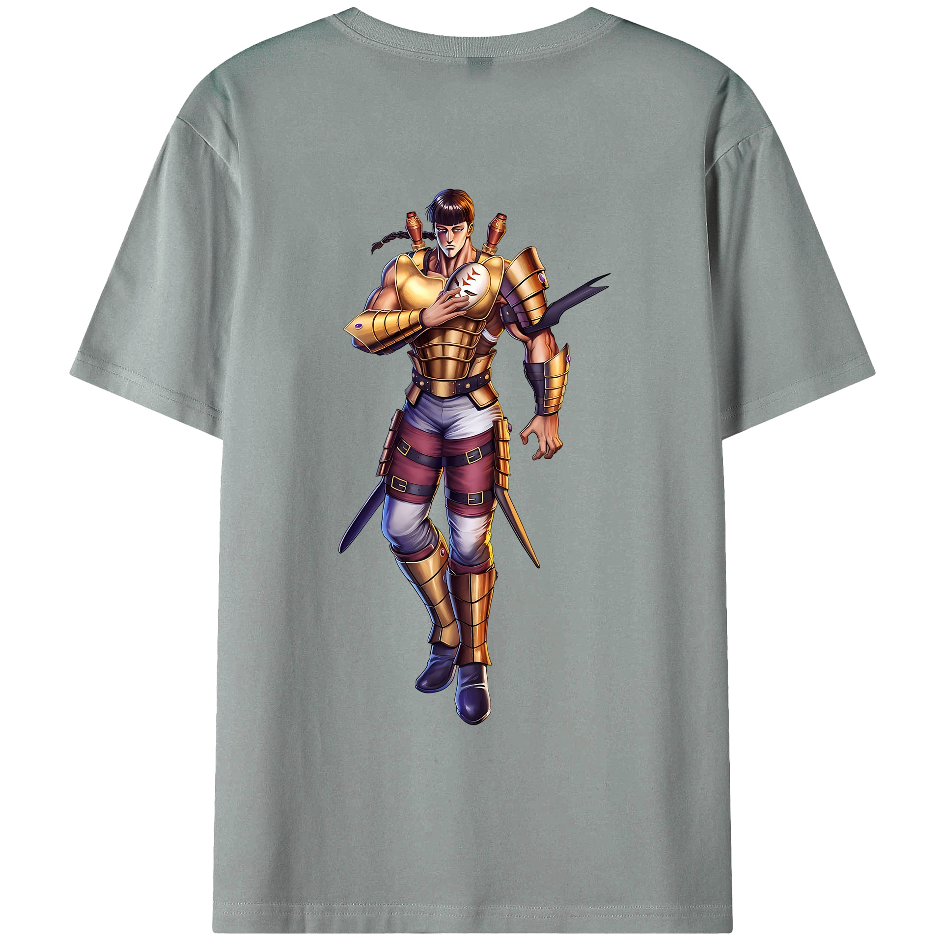 （画像用） 北斗の拳 Fist of the North Star 綿100％ メンズ半袖Tシャツ（バックプリント） 通気性